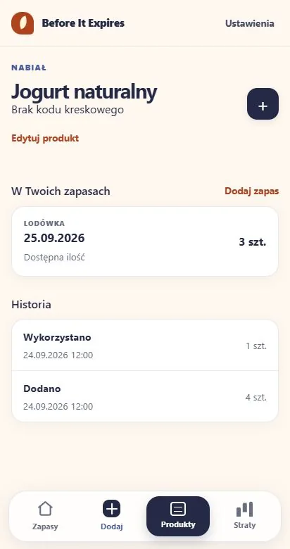 Historia produktu i pozostałe zapasy