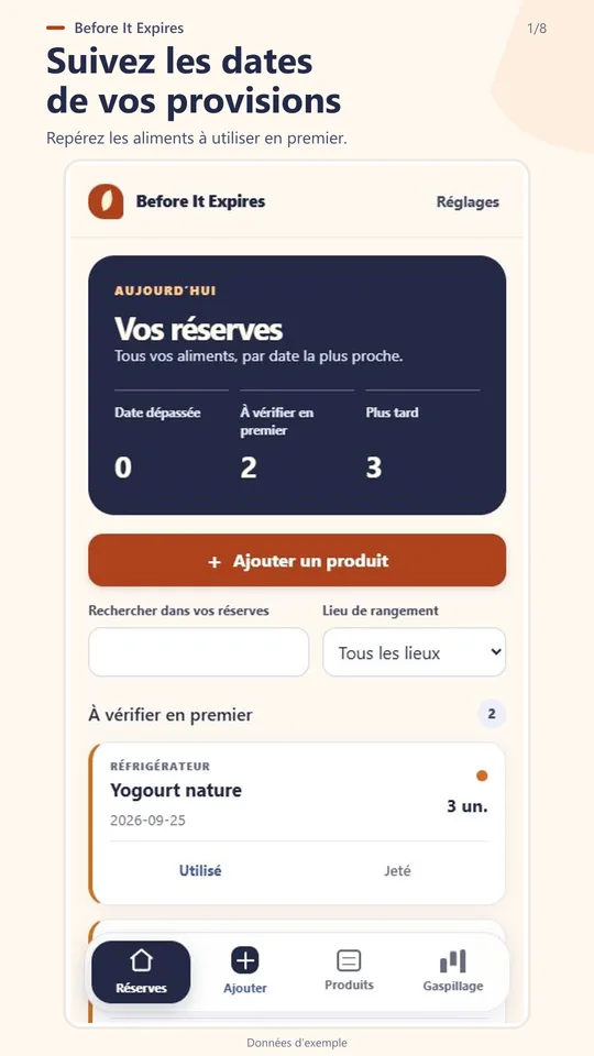 Provisions classées par date sur l’emballage