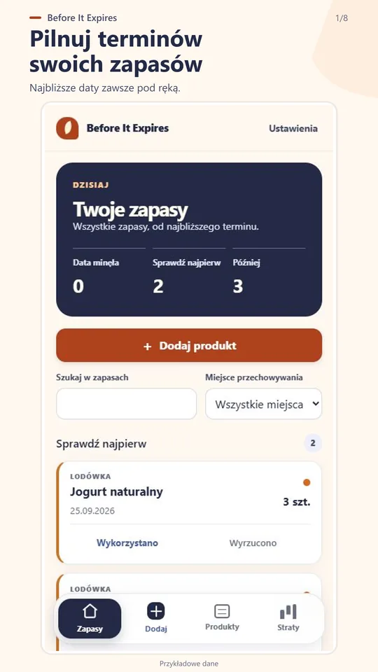 Zapasy uporządkowane według dat na opakowaniach