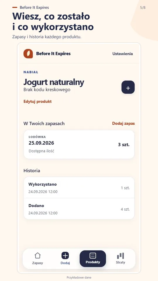 Historia produktu i pozostałe zapasy